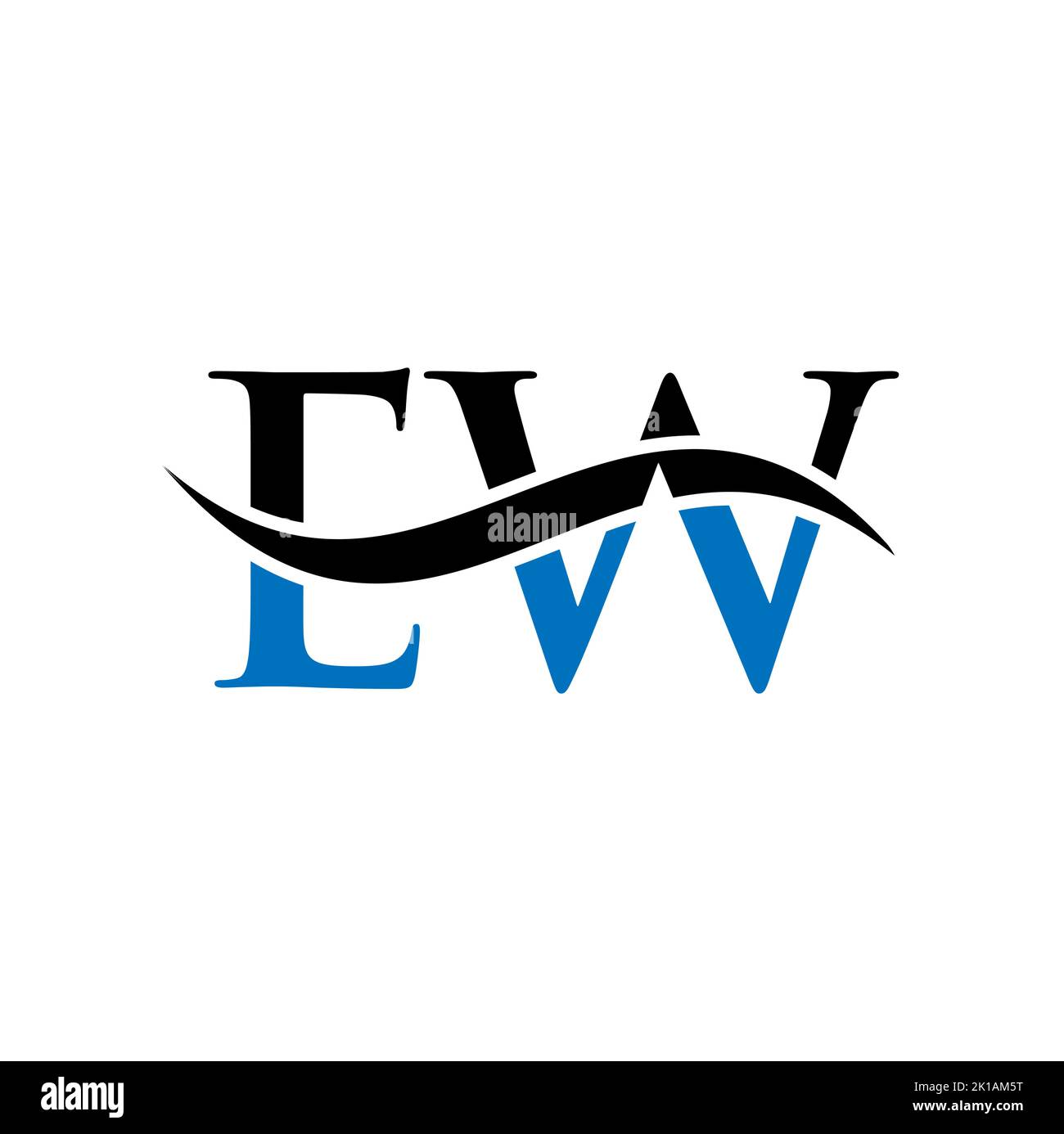 Modello vettoriale con logo lettera combinata EW. Lettera EW Logo Design segno di tipografia moderna Illustrazione Vettoriale