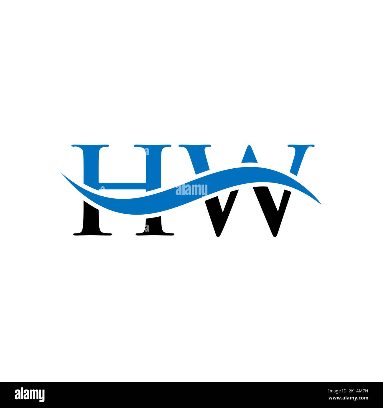 Modello vettoriale logo HW Combine Letter. Lettera HW Logo Design segno di tipografia moderna Illustrazione Vettoriale