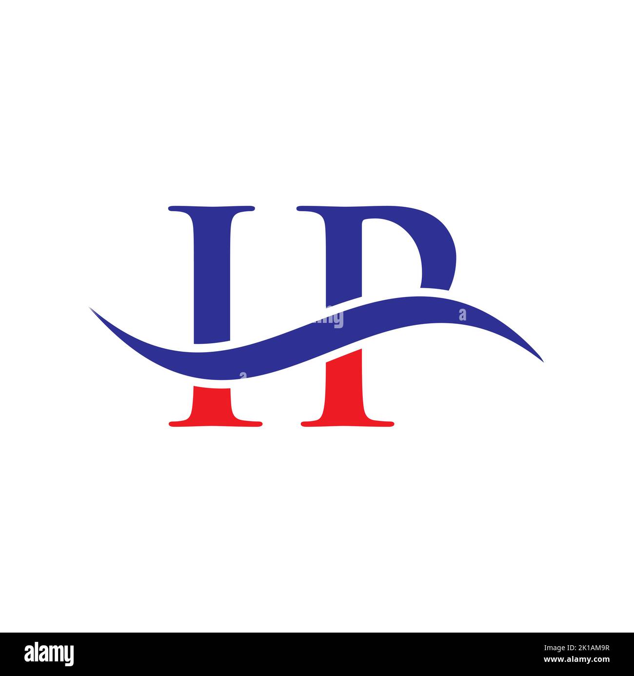 Modello vettoriale con logo IP Combine Letter. Lettera IP Logo Design moderno segno di tipografia Illustrazione Vettoriale