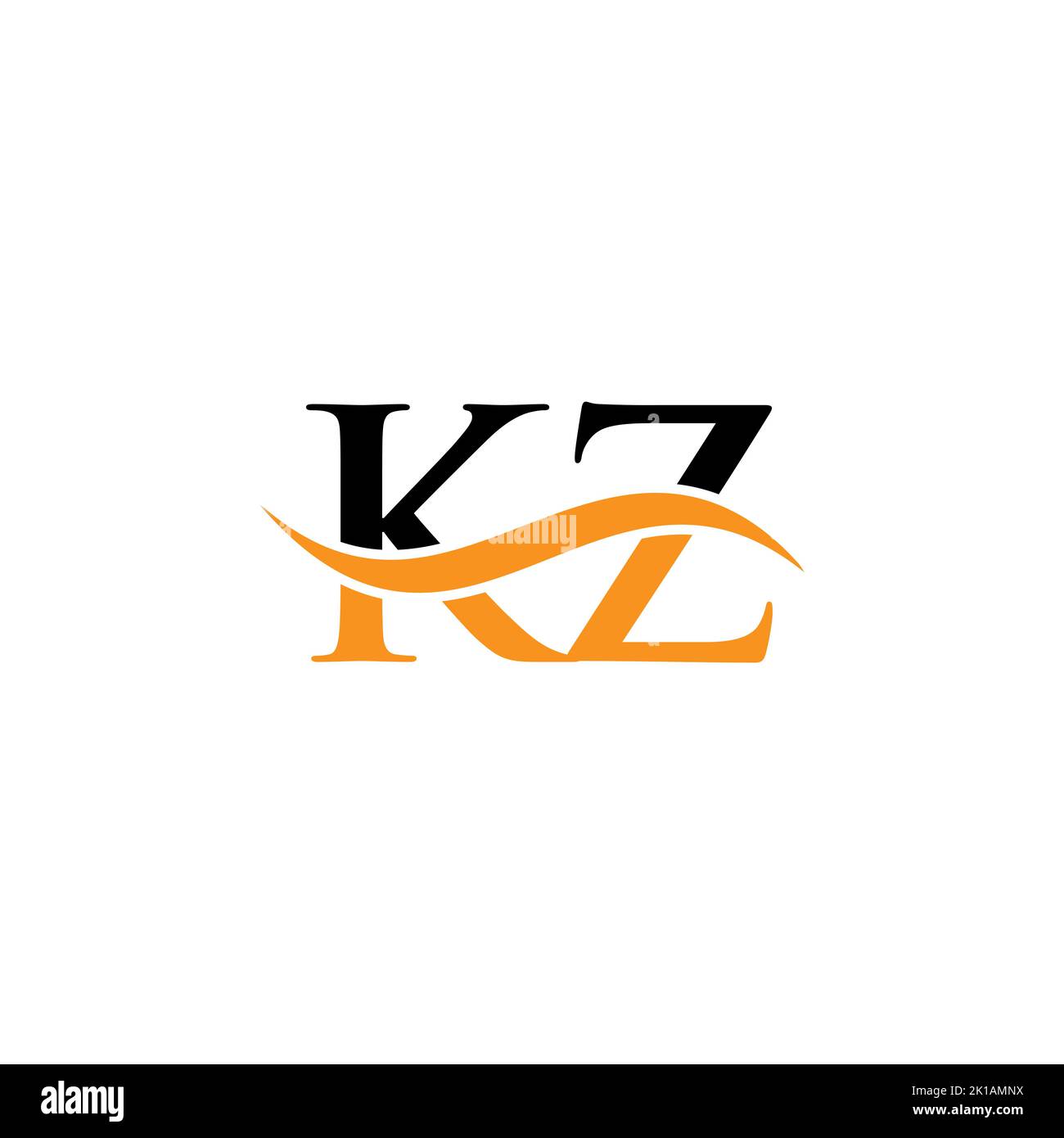 Modello vettoriale con logo KZ Combine Letter. Lettera KZ Logo Design segno di tipografia moderna Illustrazione Vettoriale