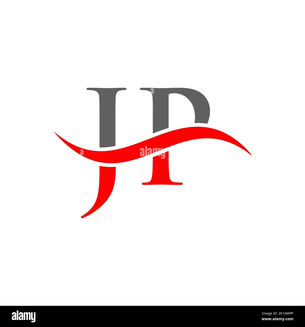 Modello vettoriale logo JP Combine Letter. Lettera JP Logo Design segno di tipografia moderna Illustrazione Vettoriale