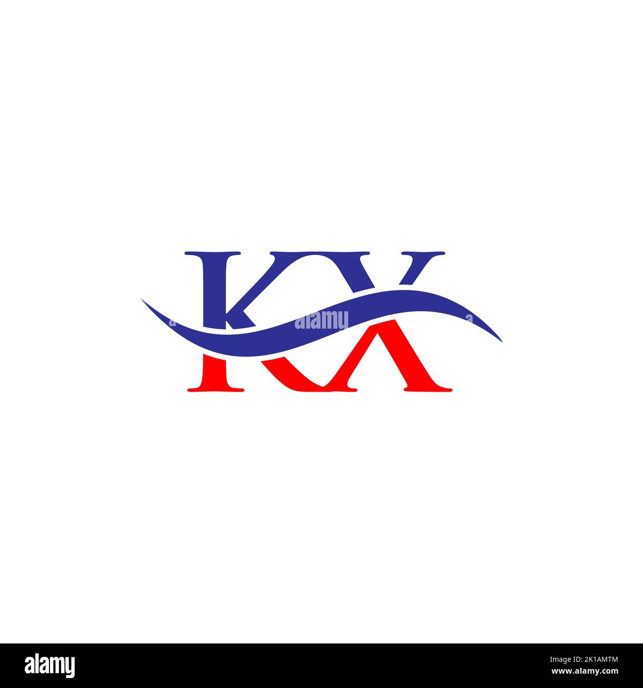 Modello vettoriale con logo KX Combine Letter. Lettera KX Logo Design segno di tipografia moderna Illustrazione Vettoriale