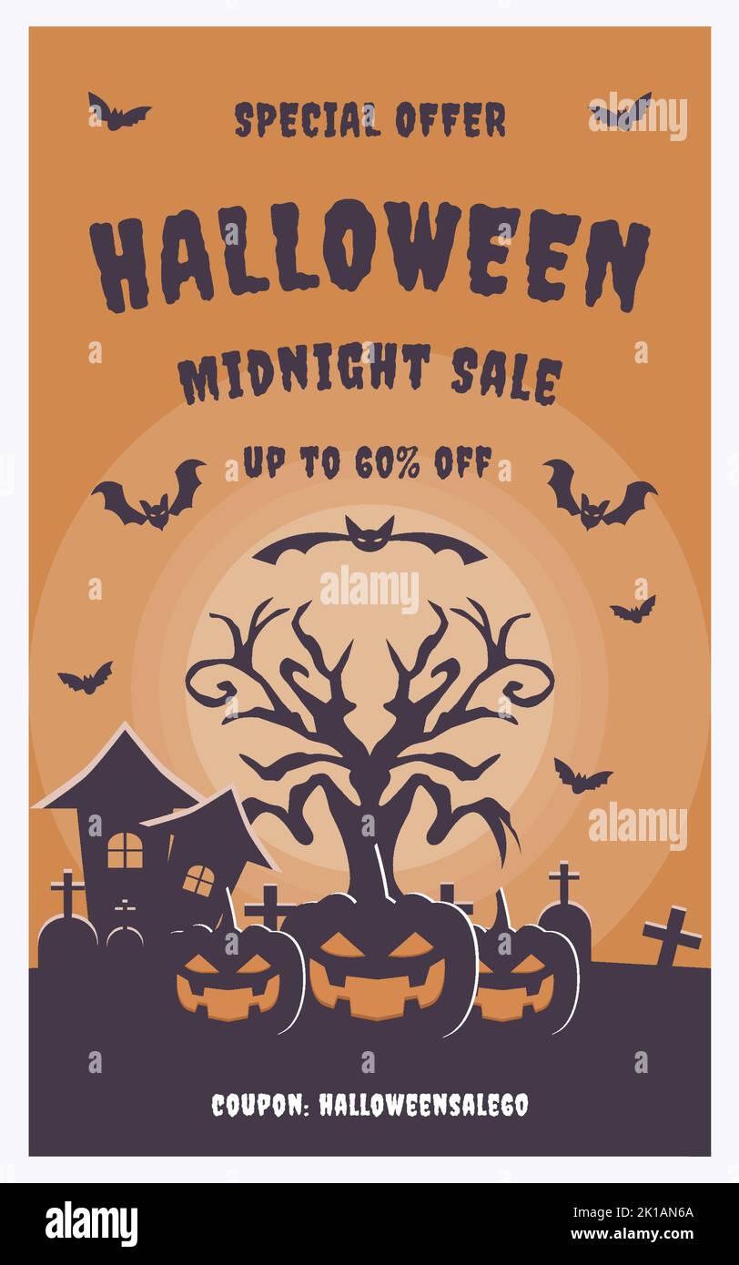 halloween vendita di mezzanotte verticale banner illustrazione Illustrazione Vettoriale