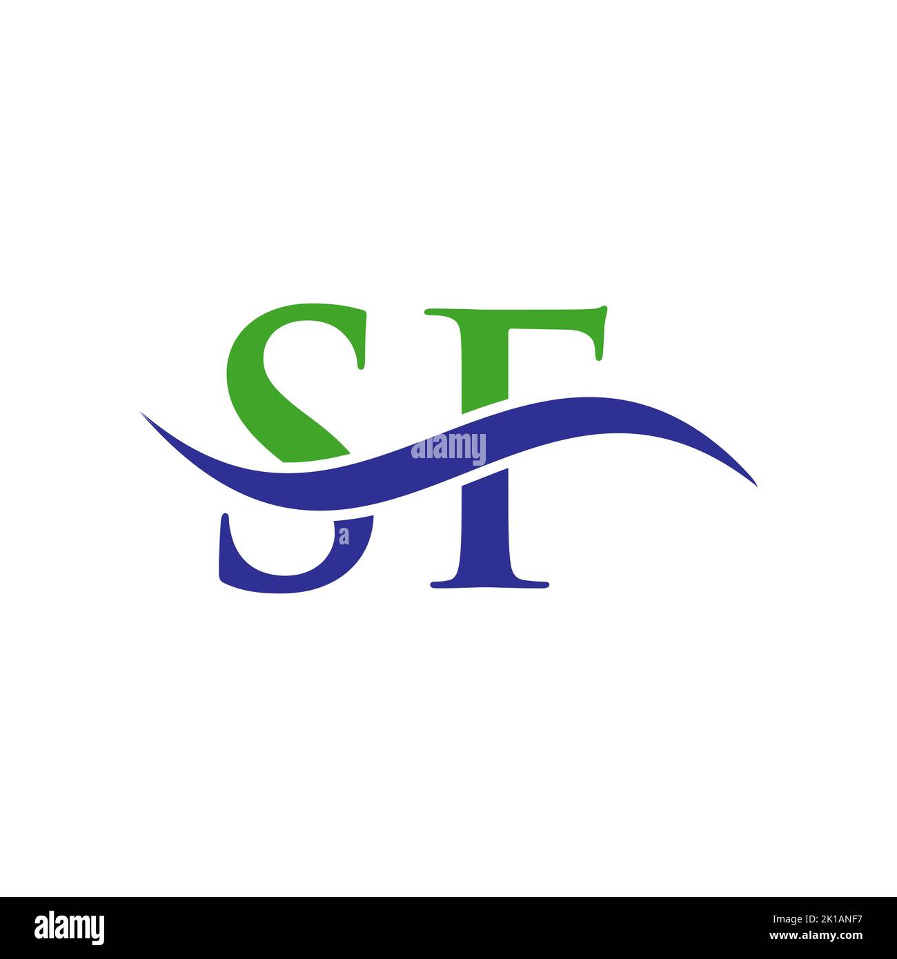 Modello vettoriale con logo lettera SF Combine. Lettera SF Logo Design segno di tipografia moderna Illustrazione Vettoriale