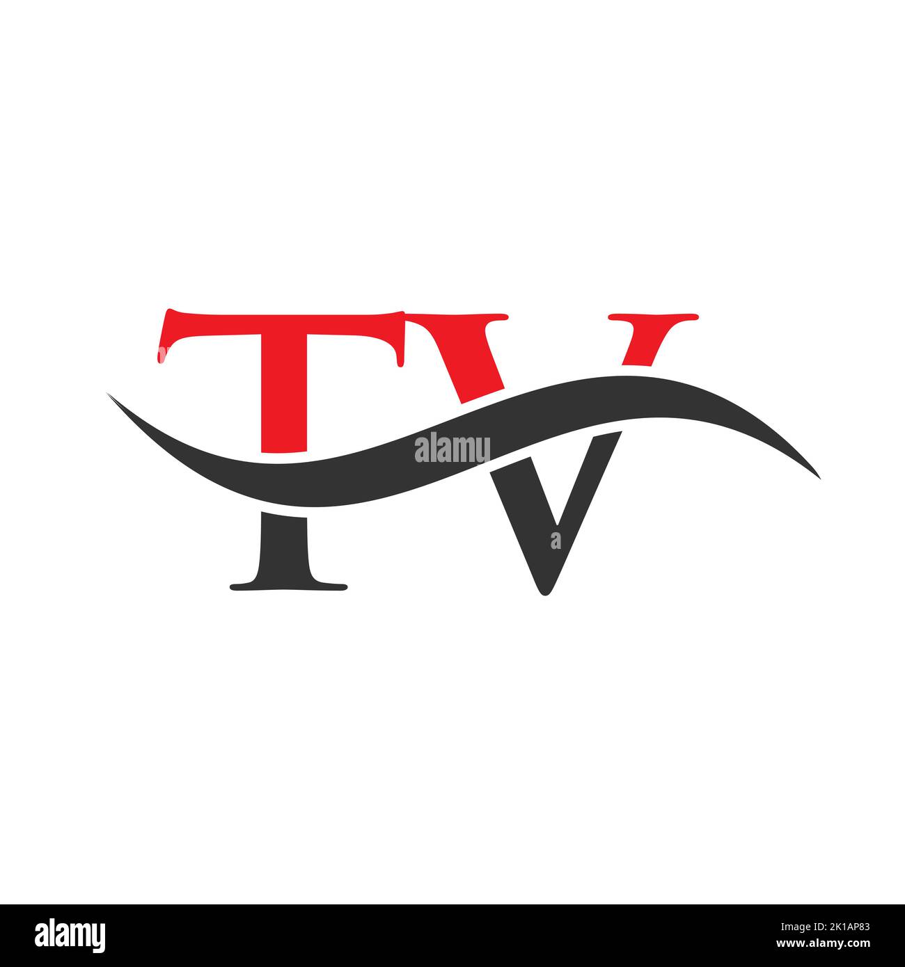 Modello vettoriale con logo della combinazione TV. Lettera TV Logo Design moderno segno di tipografia Illustrazione Vettoriale