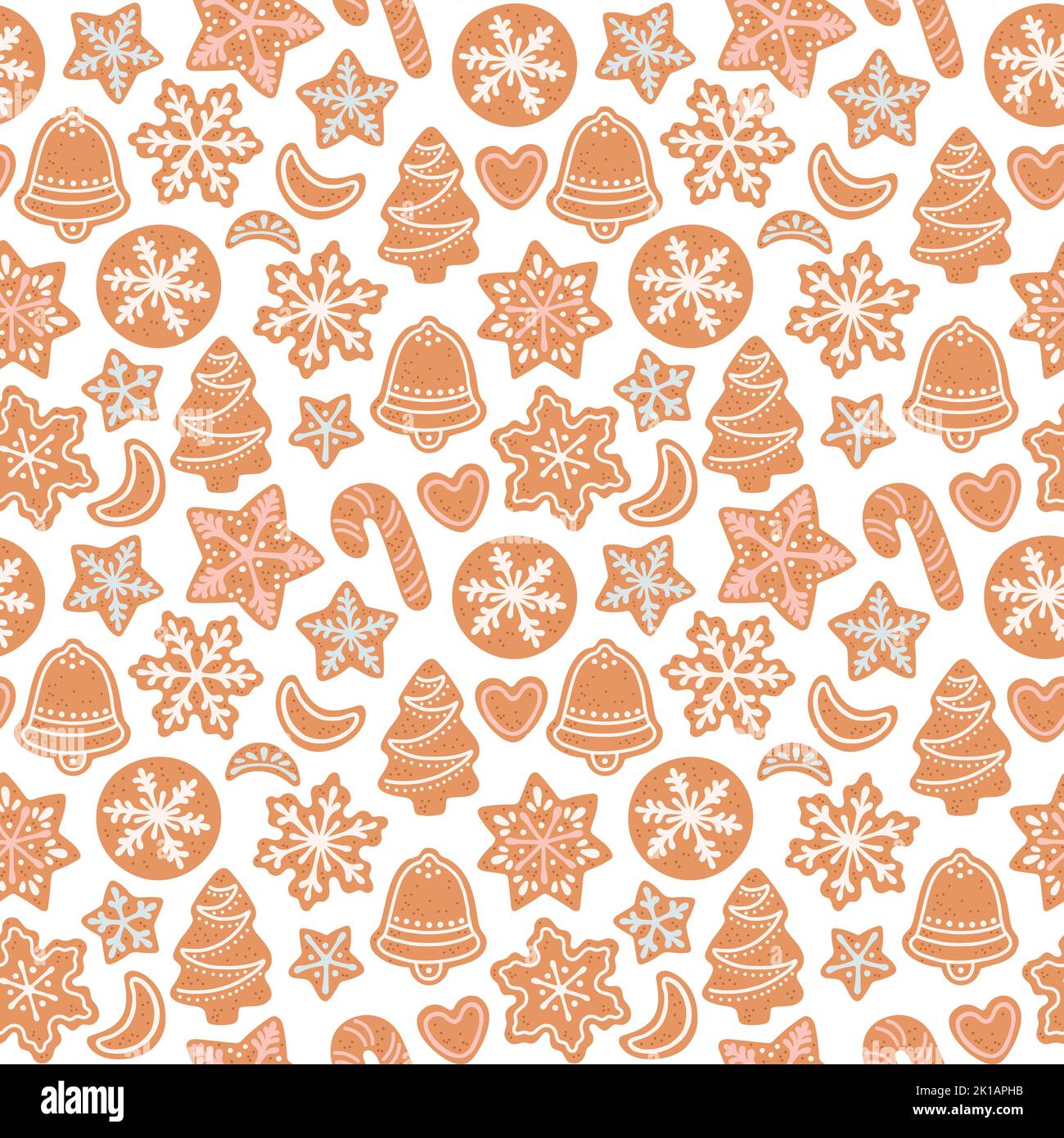 Pan di zenzero Natale senza cuciture modello casa biscotti isolati su vettore bianco Illustrazione Vettoriale