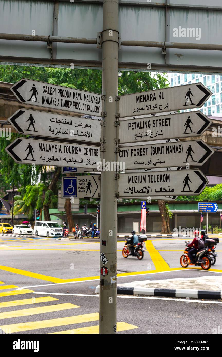 Indicazioni turistiche, Kuala Lumpur, Malesia Foto Stock