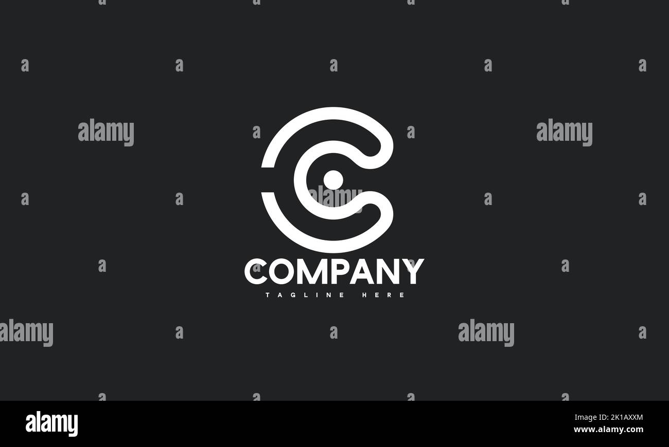 Modello con logo C con lettera minima Illustrazione Vettoriale