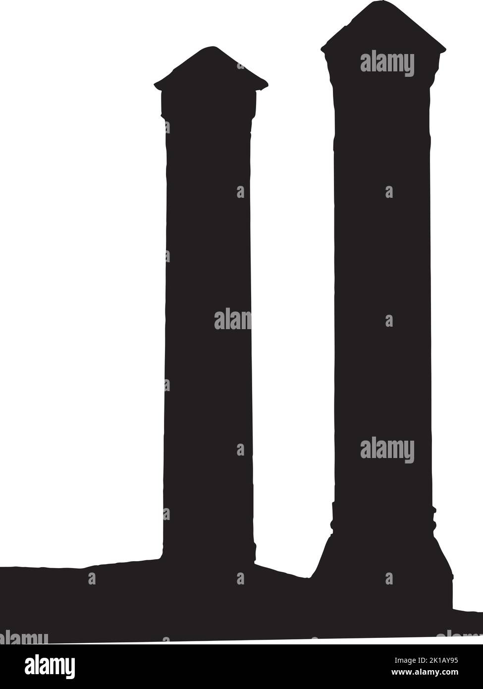 Profilo nero di Erzurum Double Minaret Madrasa su sfondo bianco. Disegno isolato. Illustrazione vettoriale Illustrazione Vettoriale