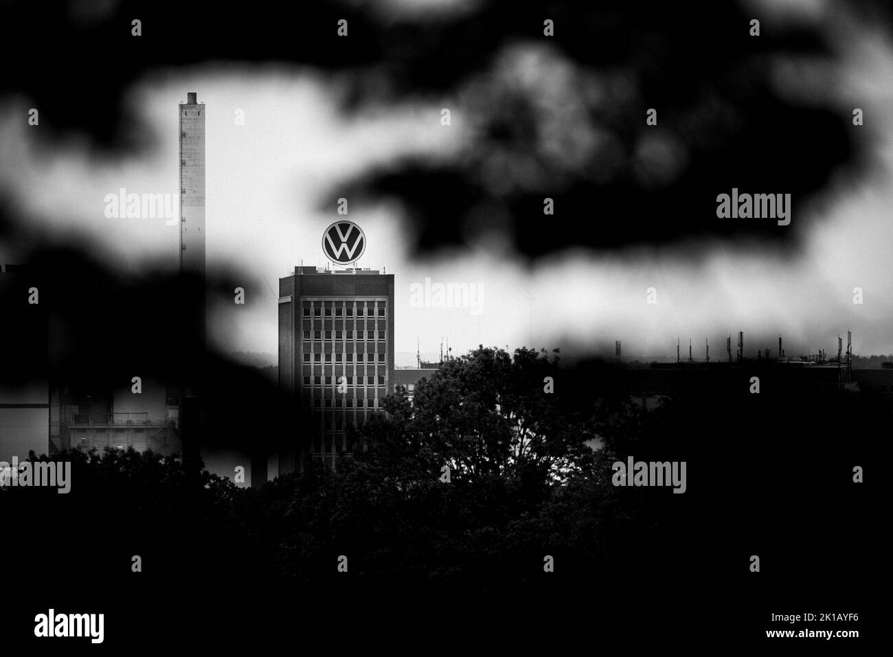 Un esterno dell'edificio degli uffici Volkswagen Foto Stock