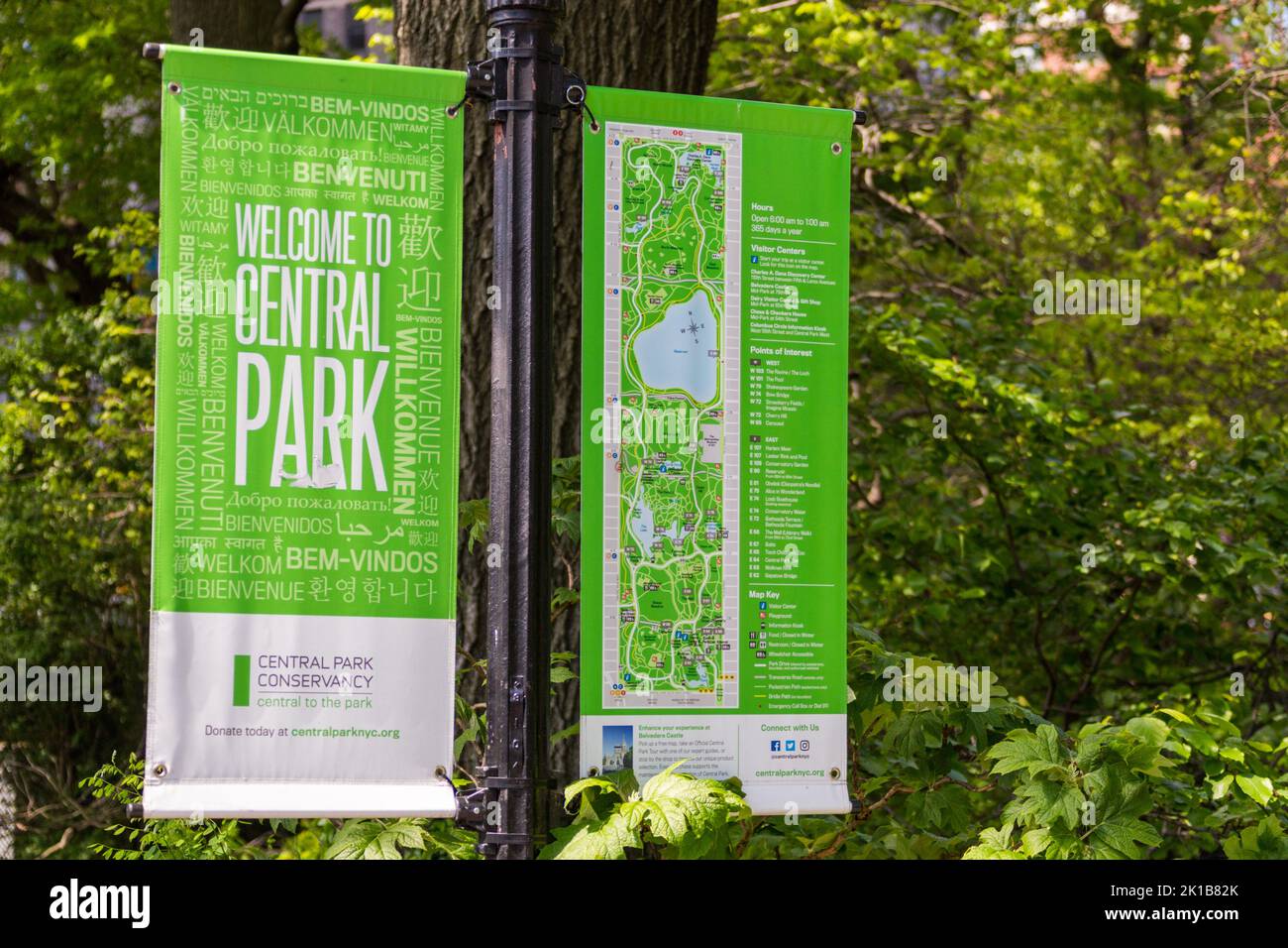 New york, USA - 15 maggio 2019: Central Park New York Mappa all'ingresso del Parco Foto Stock