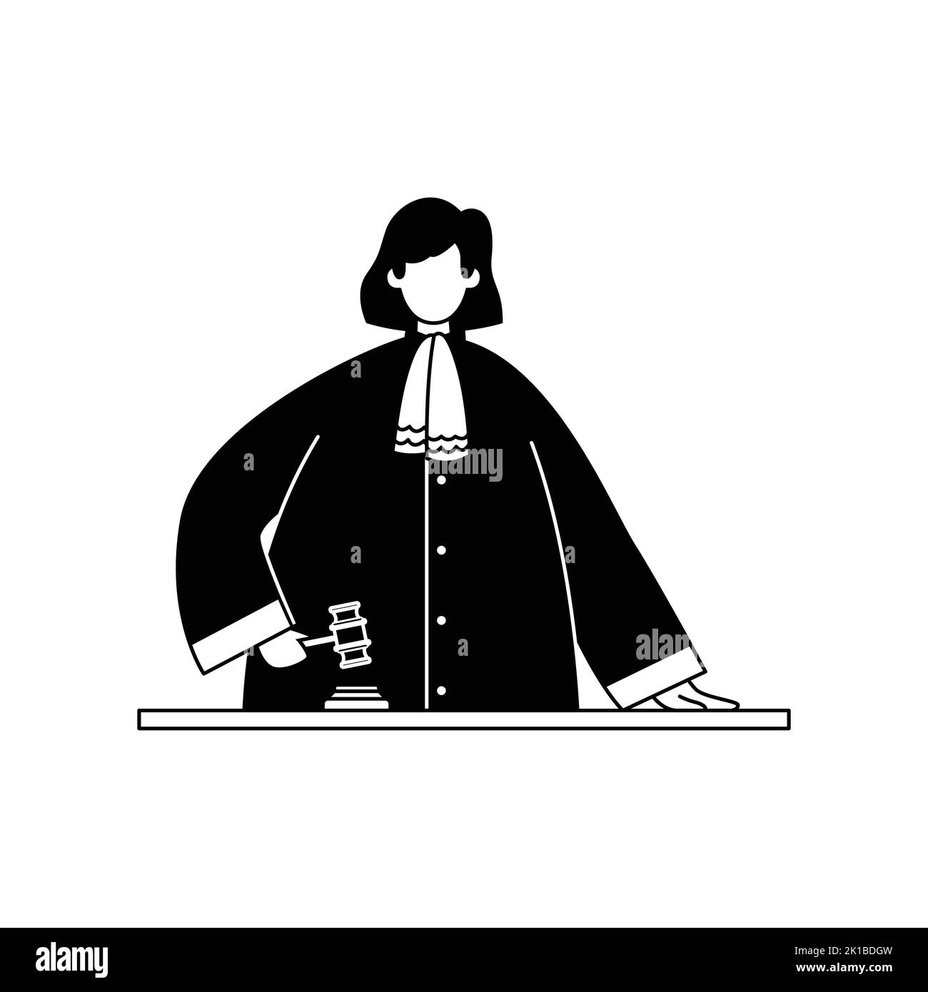 Illustrazione vettoriale di un giudice con una gavella in una vestiola. Professione. Illustrazione Vettoriale