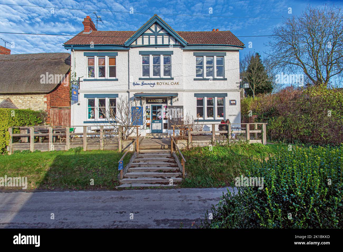 La quercia reale, la quercia reale di Helen Browning in Bishopstone, Swindon, Inghilterra Foto Stock