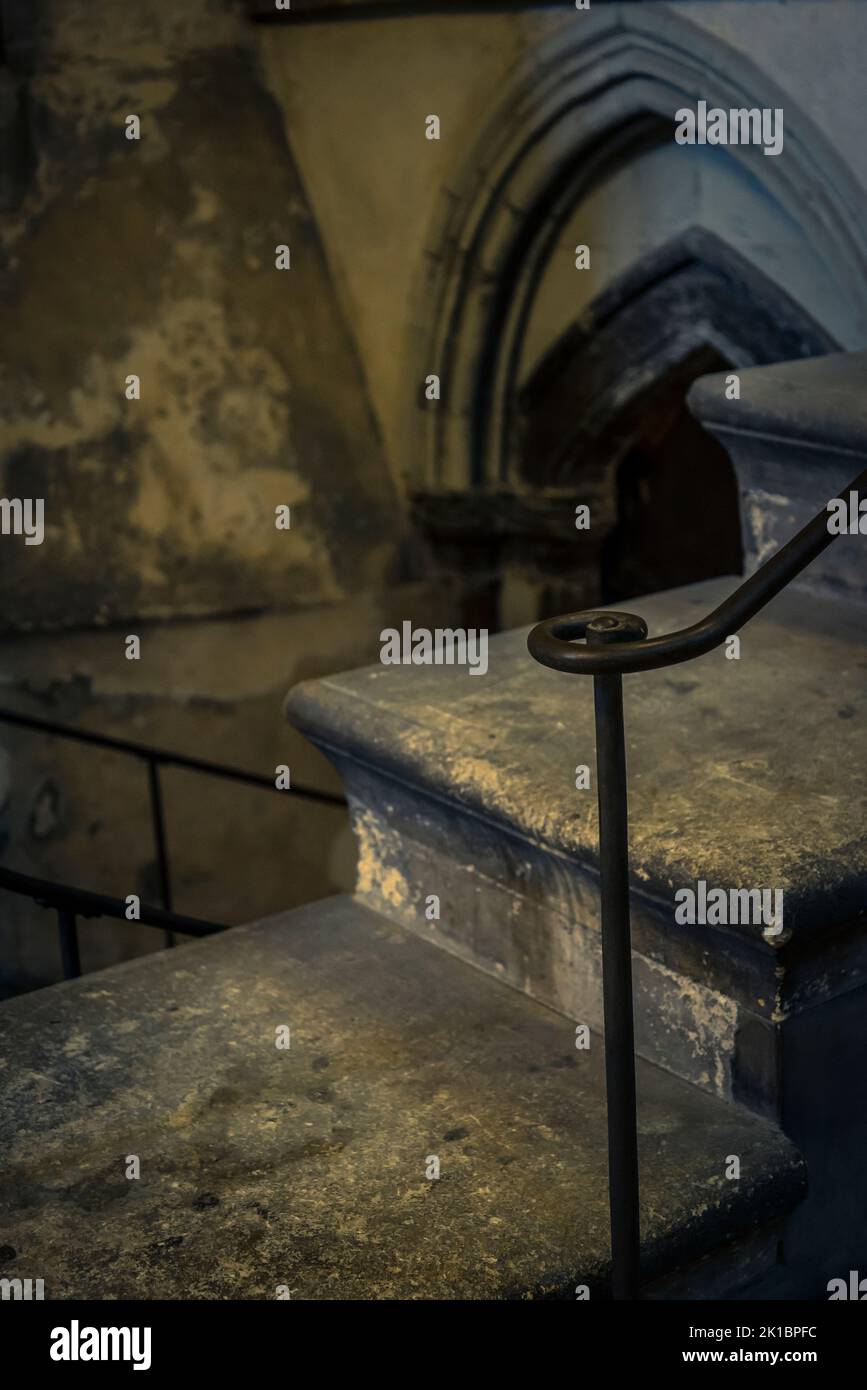 Corrimano in una chiesa, England, Regno Unito Foto Stock
