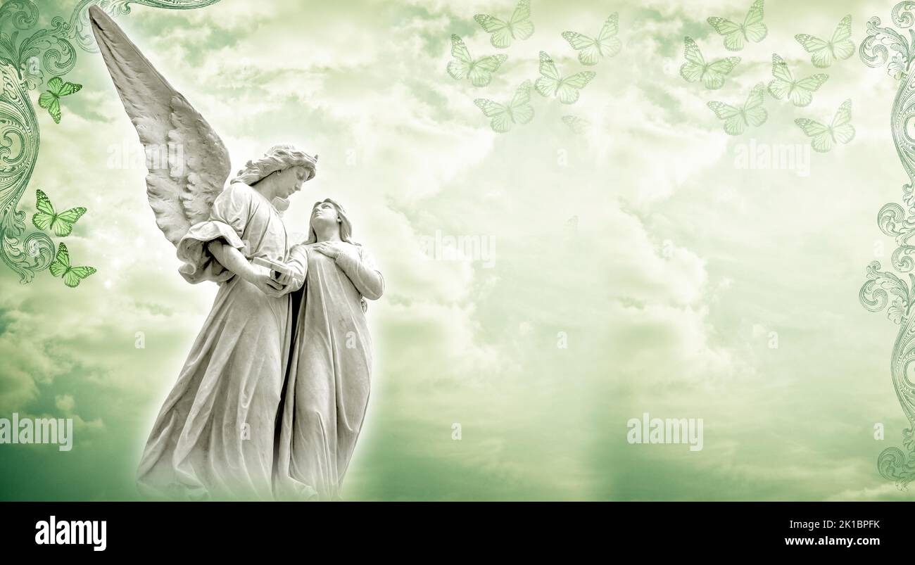 coppia di angeli con sfondo mistico Foto Stock