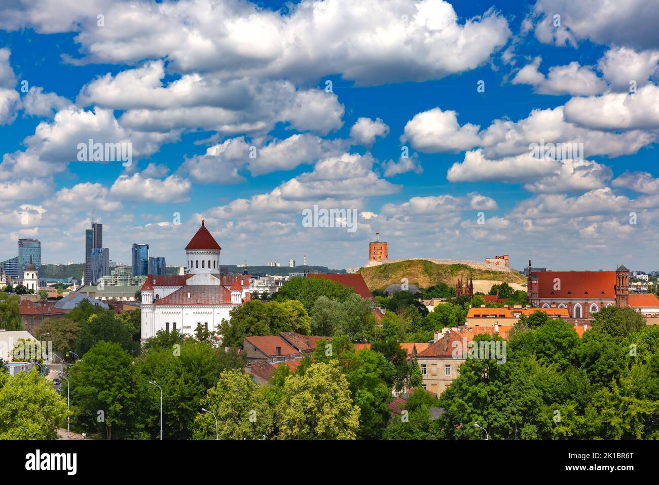 Vista panoramica aerea sulla città vecchia di Vilnius, Lituania, stati baltici. Foto Stock