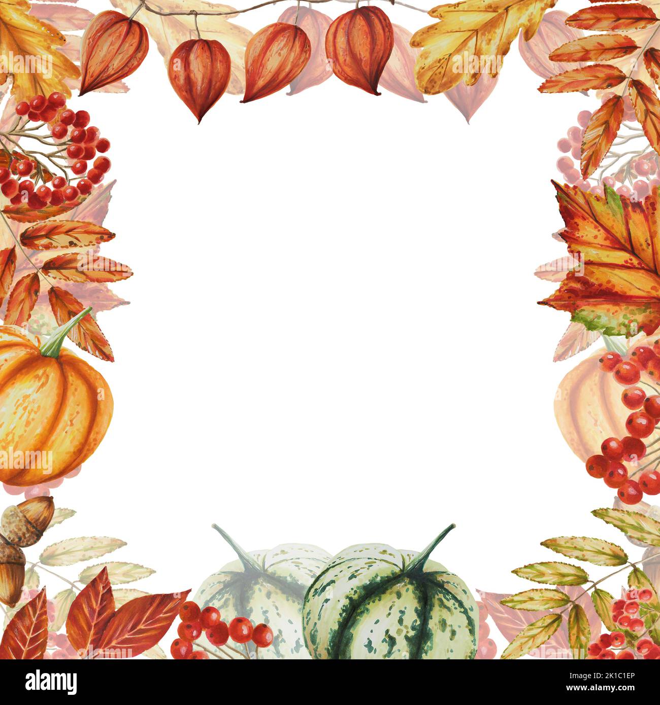 Cornice isolata in acquerello autunnale Foto Stock