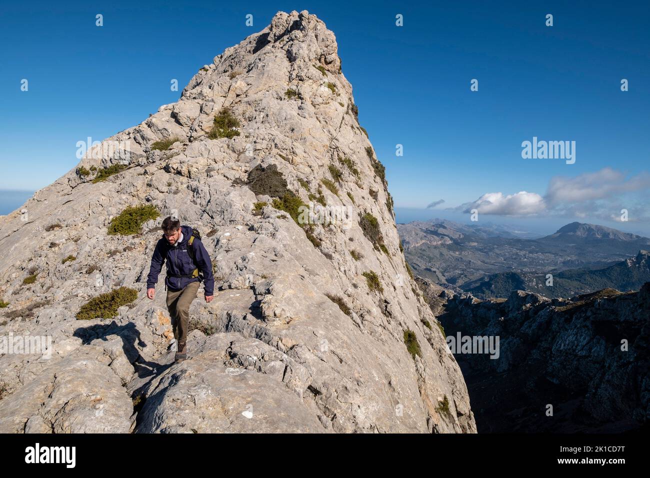 Percorso diretto per Morro den Pelut, 1323 metri (Puig Major), Escorca, Maiorca, Isole Baleari, Spagna. Foto Stock