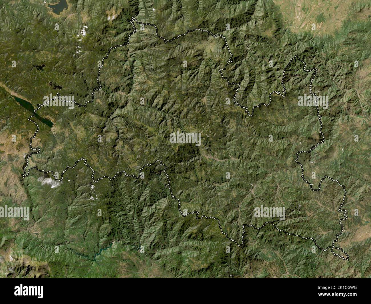 Smolyan, provincia di Bulgaria. Mappa satellitare a bassa risoluzione Foto Stock