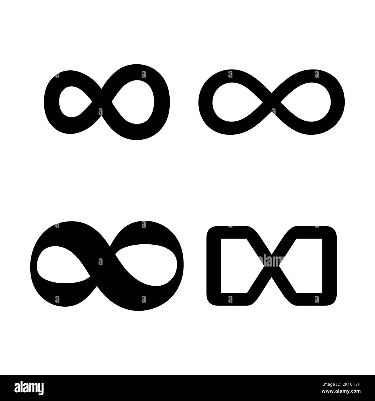 Set di Infinito icona geometrica, tatuaggio matematico simbolo, infinito astratto forma vettore illustrazione segno moderno . Illustrazione Vettoriale