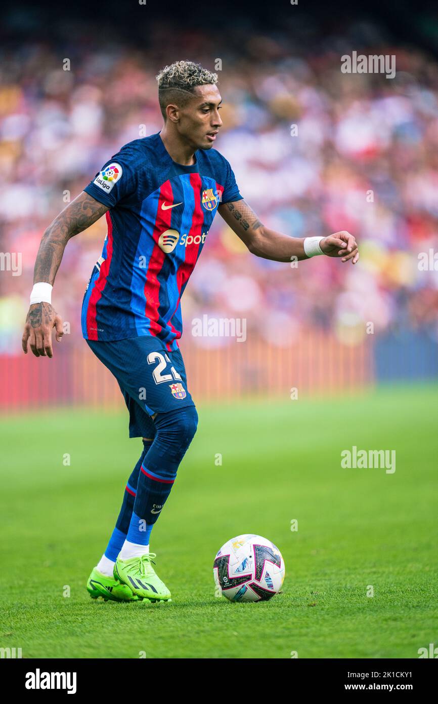 Barcellona, Spagna, 17, settembre, 2022. Spagnolo la Liga: FC Barcelona contro Elche CF. (22) Raphinha Credit: JG/Alamy Live News Foto Stock