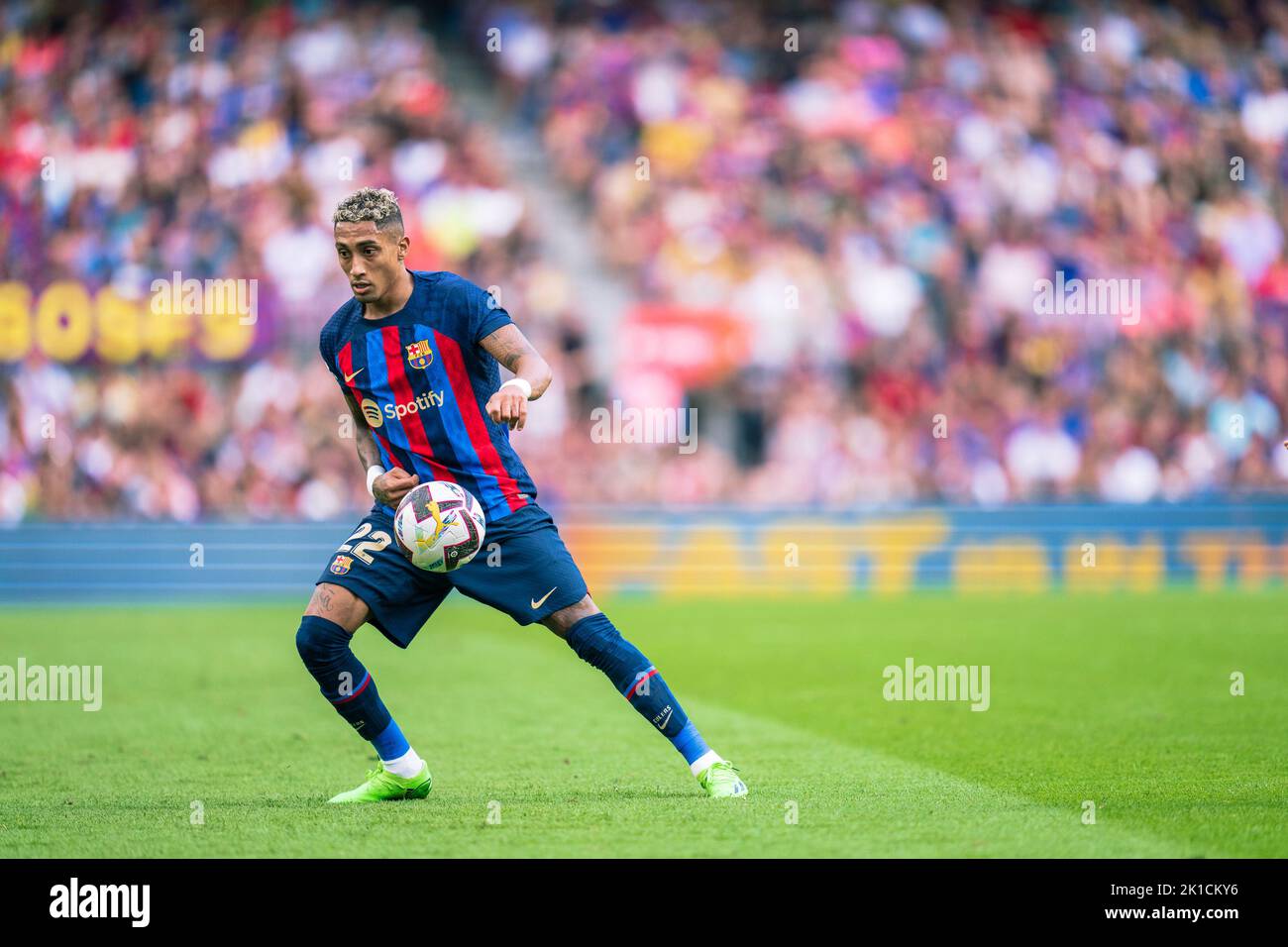 Barcellona, Spagna, 17, settembre, 2022. Spagnolo la Liga: FC Barcelona contro Elche CF. (22) Raphinha Credit: JG/Alamy Live News Foto Stock