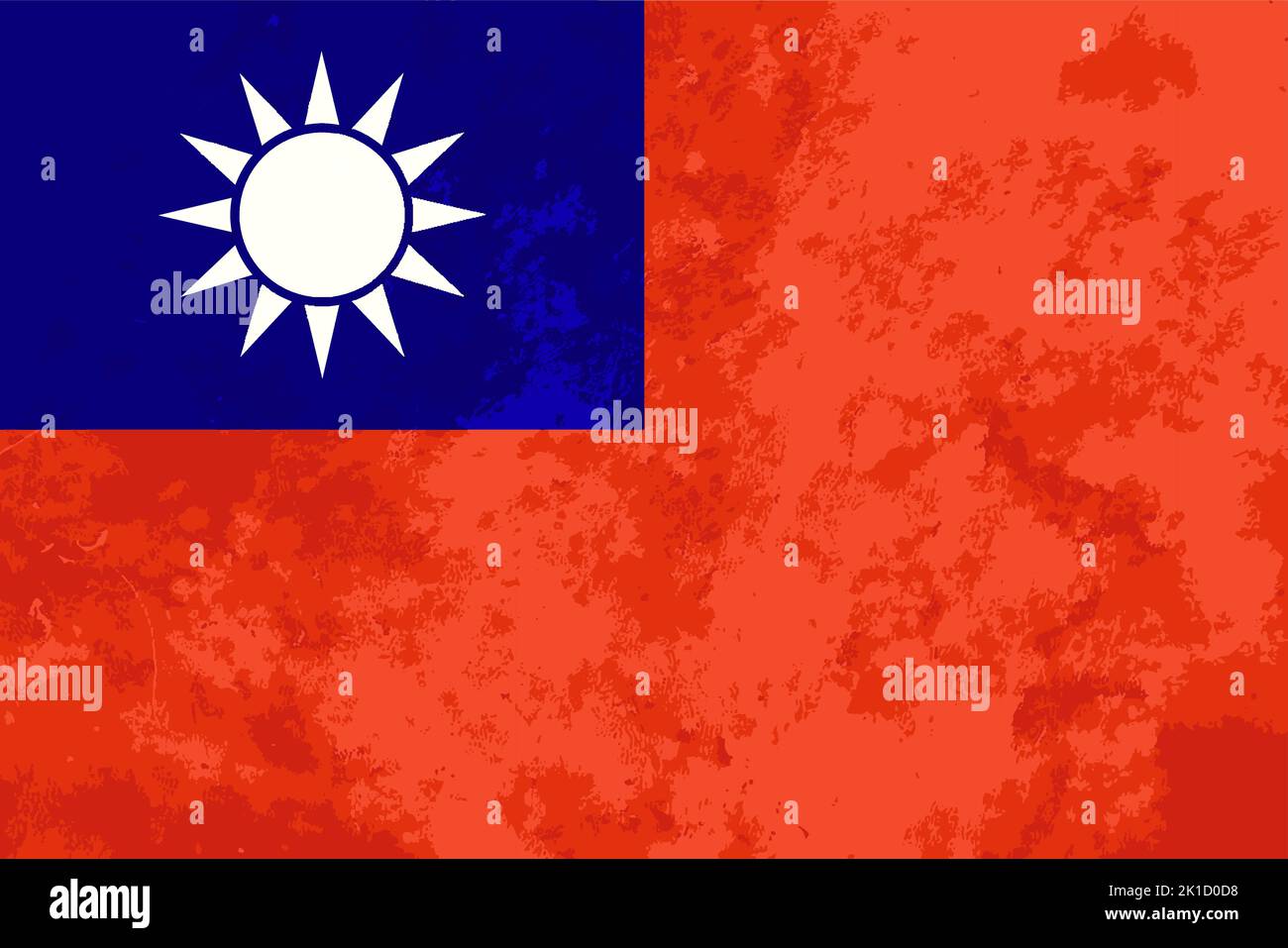 Bandiera taiwanese brillante con grana grunge Illustrazione Vettoriale