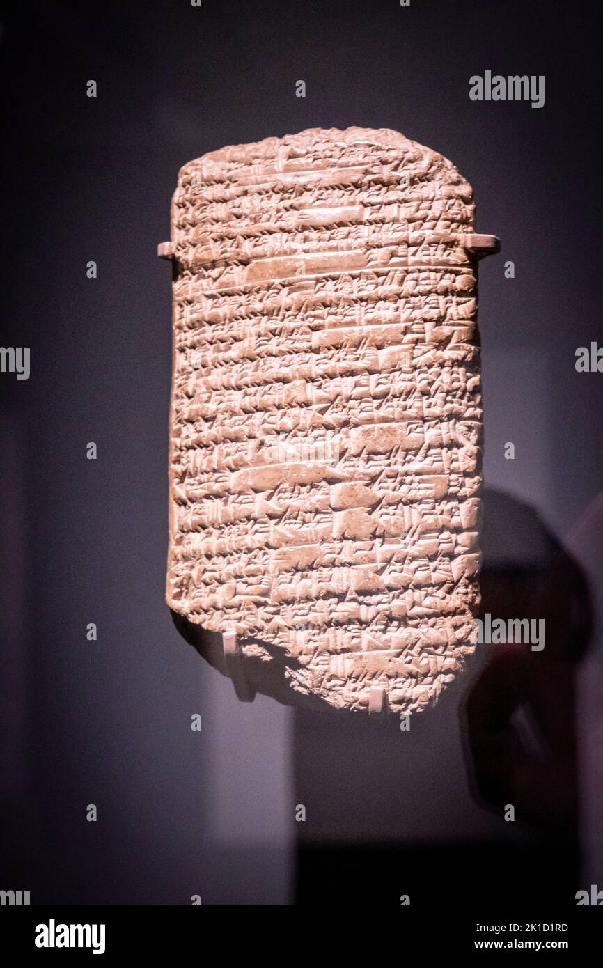 Tavoletta con testo cuneiforme, missivo di un re babilonese, argilla, regno di Amenhotep IV/Akhenaten, 1352-1336 a.C., Tell el-Amarna, egitto, collezione del British Museum. Foto Stock