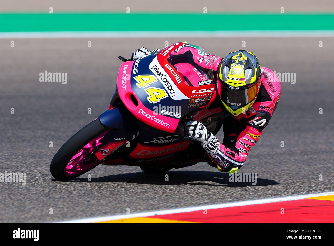 David Munoz dalla Spagna del team BOE Motorsports con KTM durante le prove libere Moto3 del Gran Premio Animoca Brands de Aragon al Motorland Aragon Circuit di Alcaniz, Spagna. Foto Stock