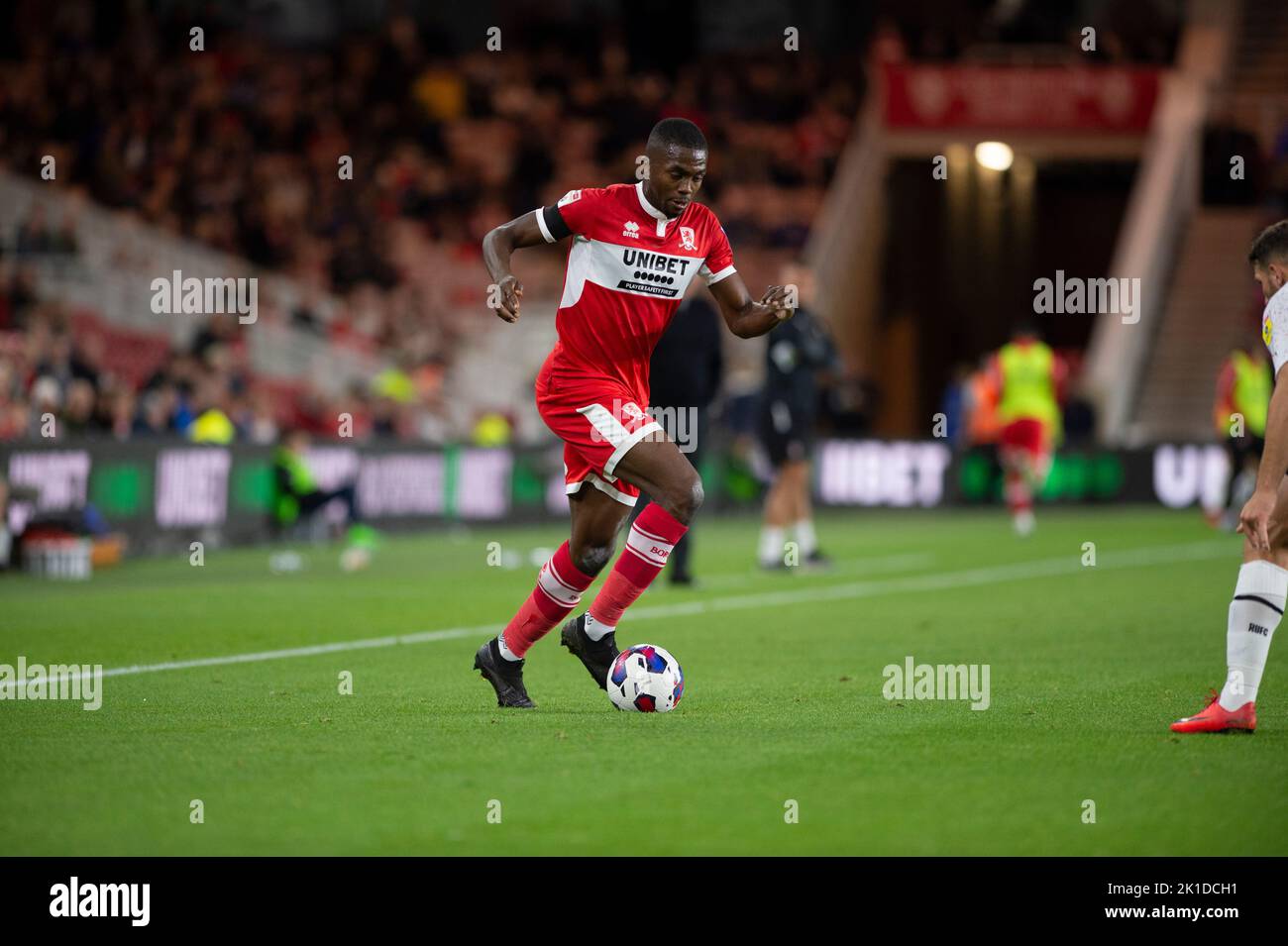 Anfernee Dijksteel di Middlesbrough si muove in avanti durante la partita del campionato Sky Bet tra Middlesbrough e Rotherham United al Riverside Stadium di Middlesbrough sabato 17th settembre 2022. (Credit: Trevor Wilkinson | NOTIZIE MI) Credit: NOTIZIE MI e sport /Alamy Live News Foto Stock