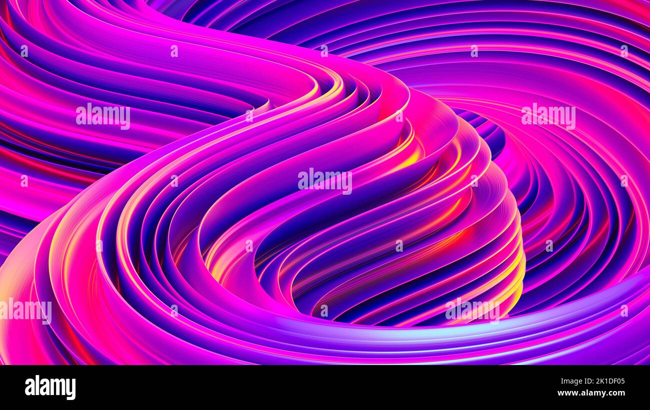 Forme di fluido astratto colorato sfondo Olografica poster, ritorto forme di liquido in movimento, onde ultraviolette sfondo texture, 3D gradiente di liquido Foto Stock