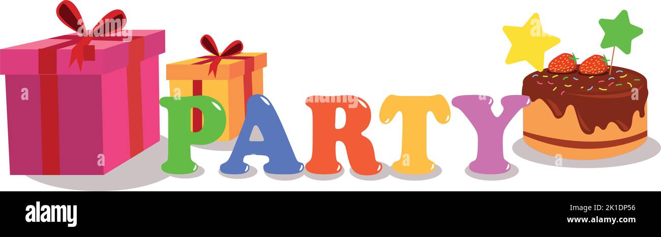 festa di compleanno con sfondo scritta festa Illustrazione Vettoriale