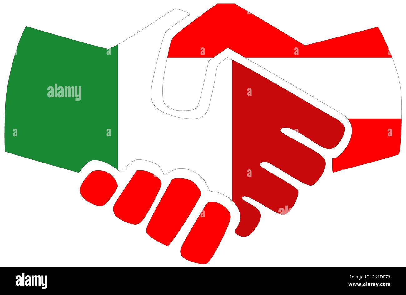 Italia - Austria : stretta di mano, simbolo di accordo o di amicizia Foto Stock