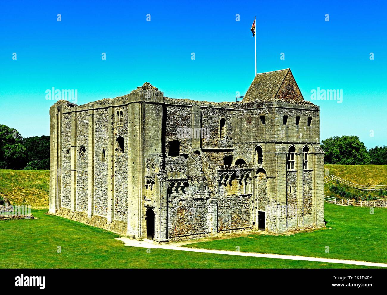 Castello Rising Castello, 12th ° secolo, Norman Keep, Norfolk, Inghilterra Foto Stock