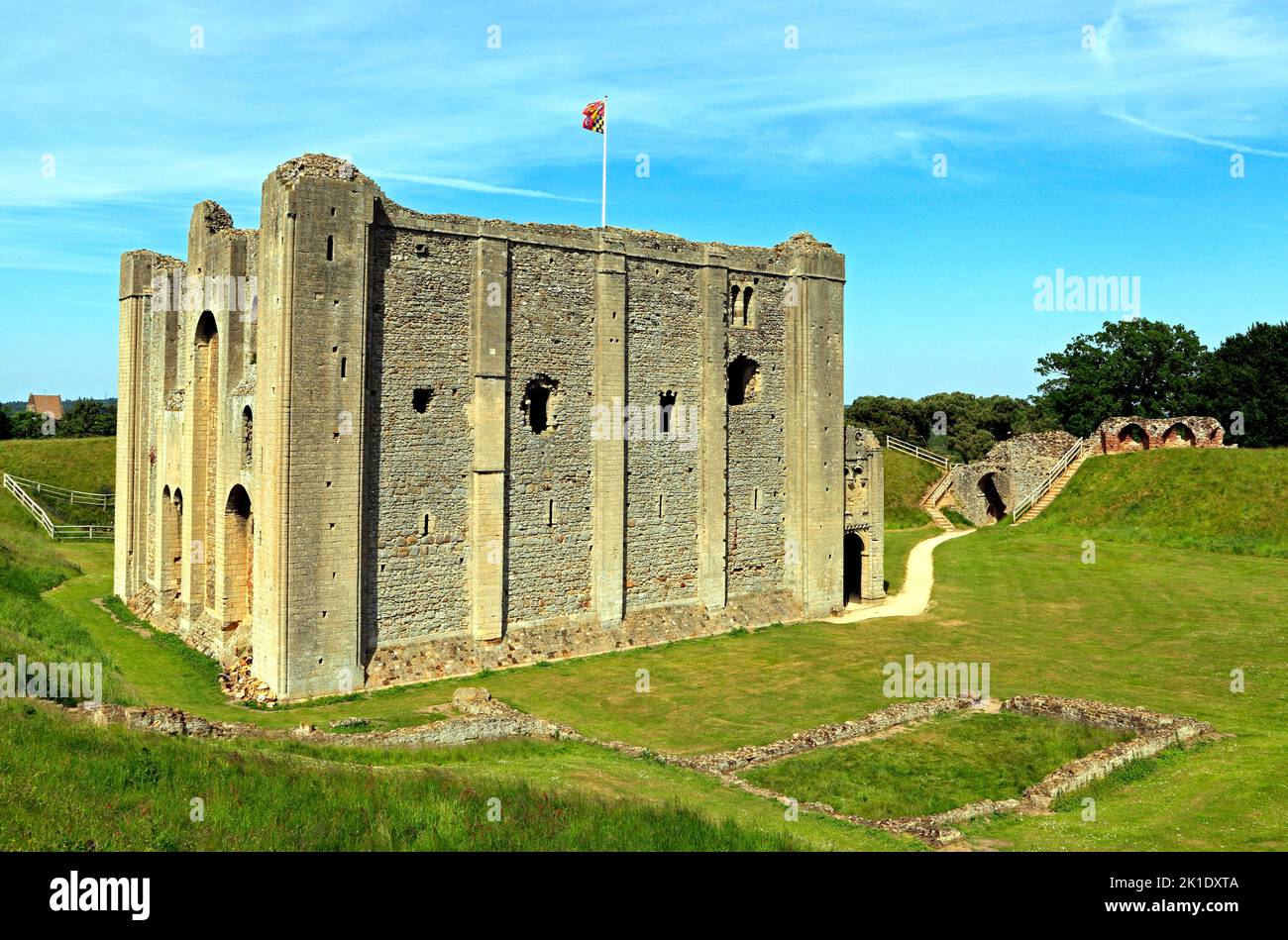 Castello Rising Castello, 12th ° secolo, Norman Keep, Norfolk, Inghilterra Foto Stock
