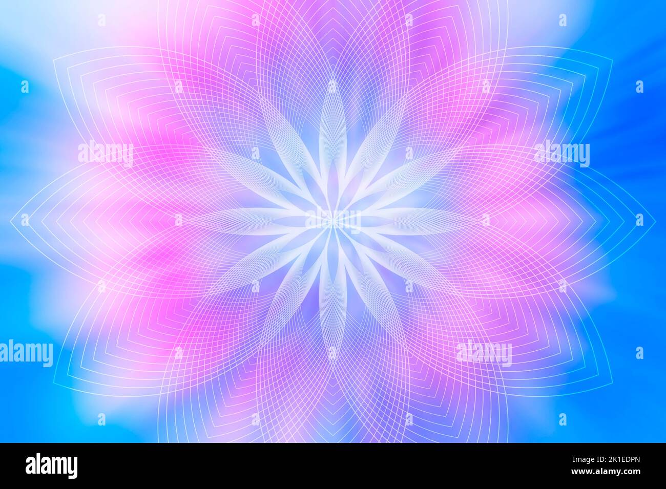 astratto artistico sfondo colorato nei colori rosa e blu e a forma di stella o di fiore Foto Stock