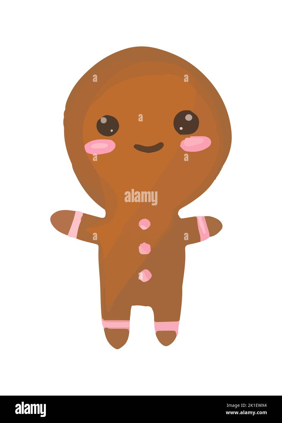 Vector Gingerbread Man Christmas Cookies dipinto a mano in acquerello. Illustrazione Vettoriale