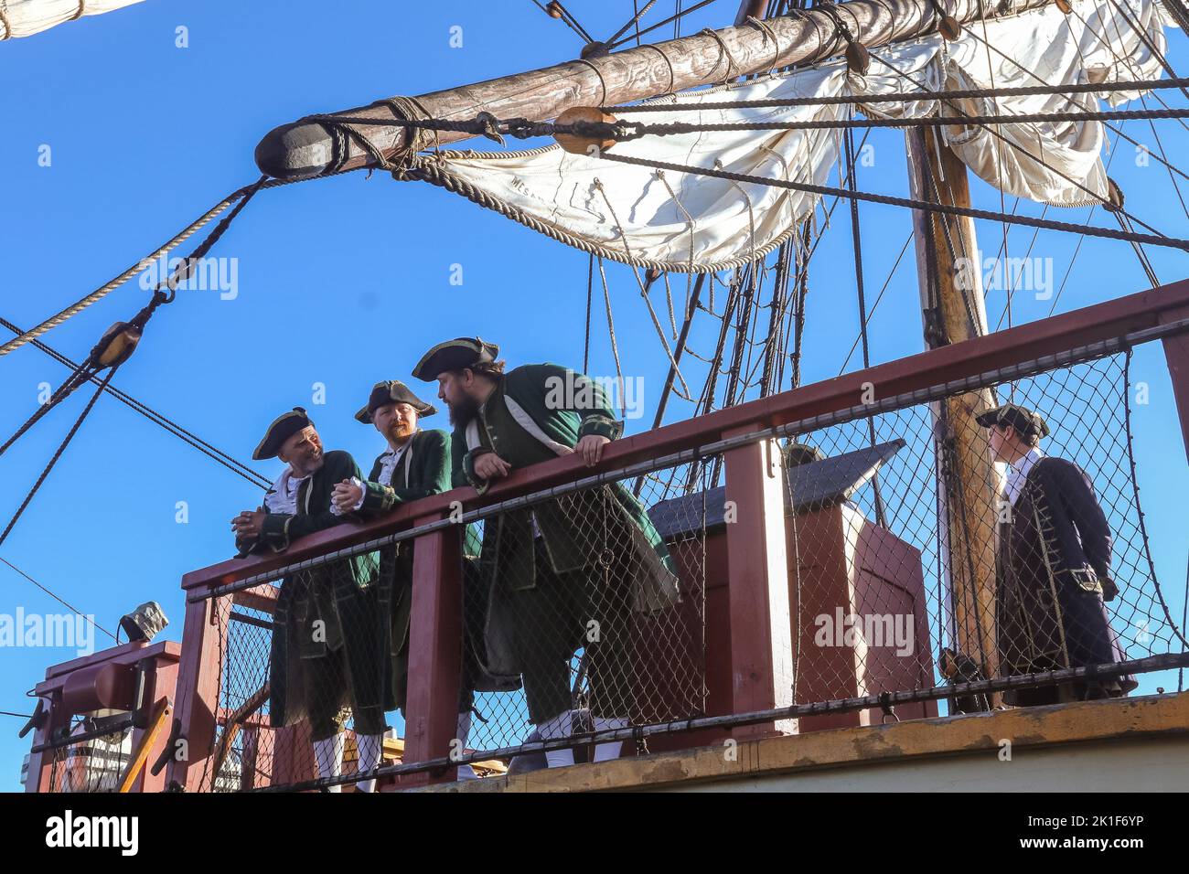 18 settembre 2022: 18 settembre 2020 (Malaga) tale è il GÃ¶theborg, La più grande barca a vela in legno oceanica del mondo che è arrivata a Malaga è una replica di una nave del 18th ° secolo Svedese India orientale Company che affondò al largo della costa di Malaga - questa nave sarà nel porto della città fino al prossimo 20 settembre. Una barca che aveva un legame stretto con l'Andalusia, come si chiamava a Cadice, per lo scambio o la raccolta di vari prodotti. Malaga è l'unica città spagnola dove si ferma la replica di questa storica nave e la nona nella spedizione in Asia 2022/2023. Quasi 240 anni Foto Stock