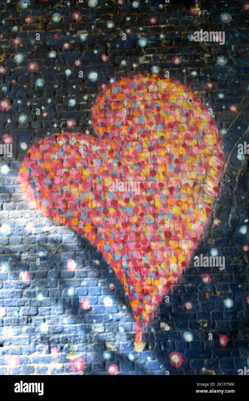 Pittura a cuore su un muro, Borough Market, Londra UK Foto Stock