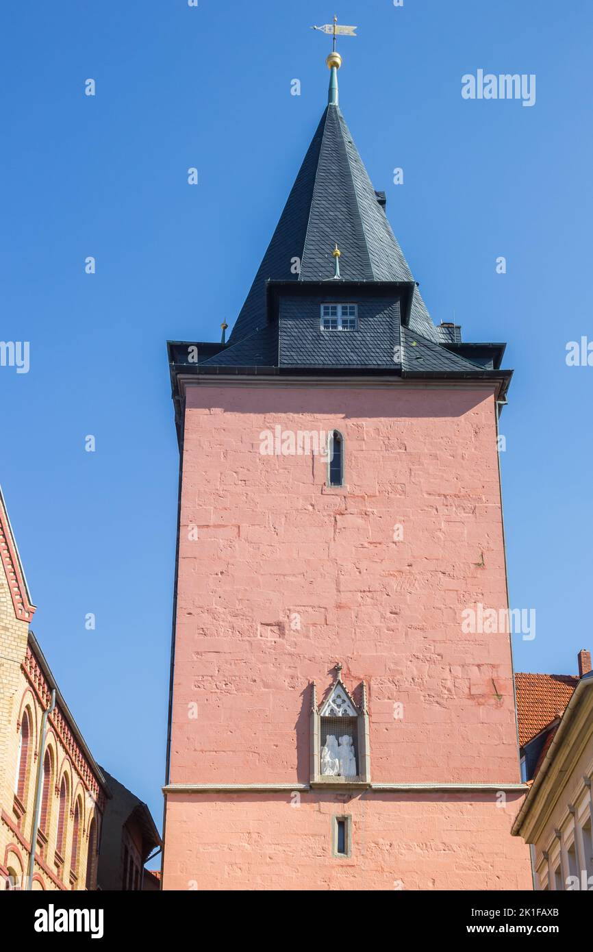 Storico ingresso torre Hausmannsturm a Helmstedt, Germania Foto Stock