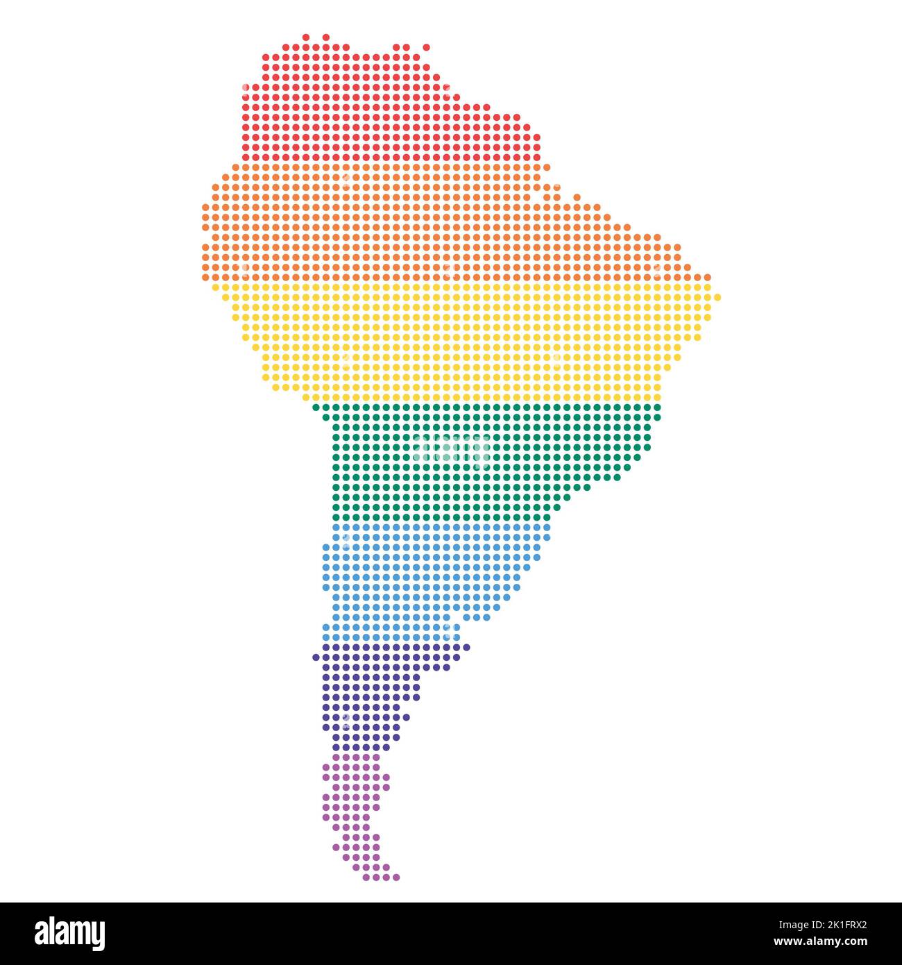 Sud America in punti arcobaleno colorato - comunità lgbtq Foto Stock