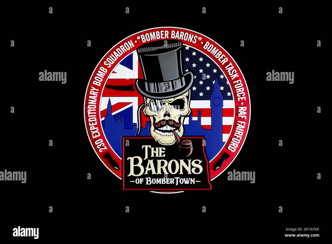 23 EBS "Bomber Barons" B52 - implementazione della Task Force Bomber, patch in PVC RAF Fairford Foto Stock