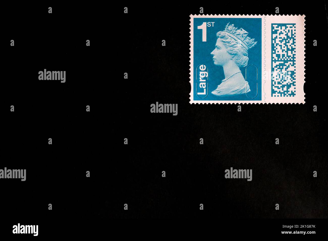 1st Classe Large Letter timbro con codice a barre Foto Stock
