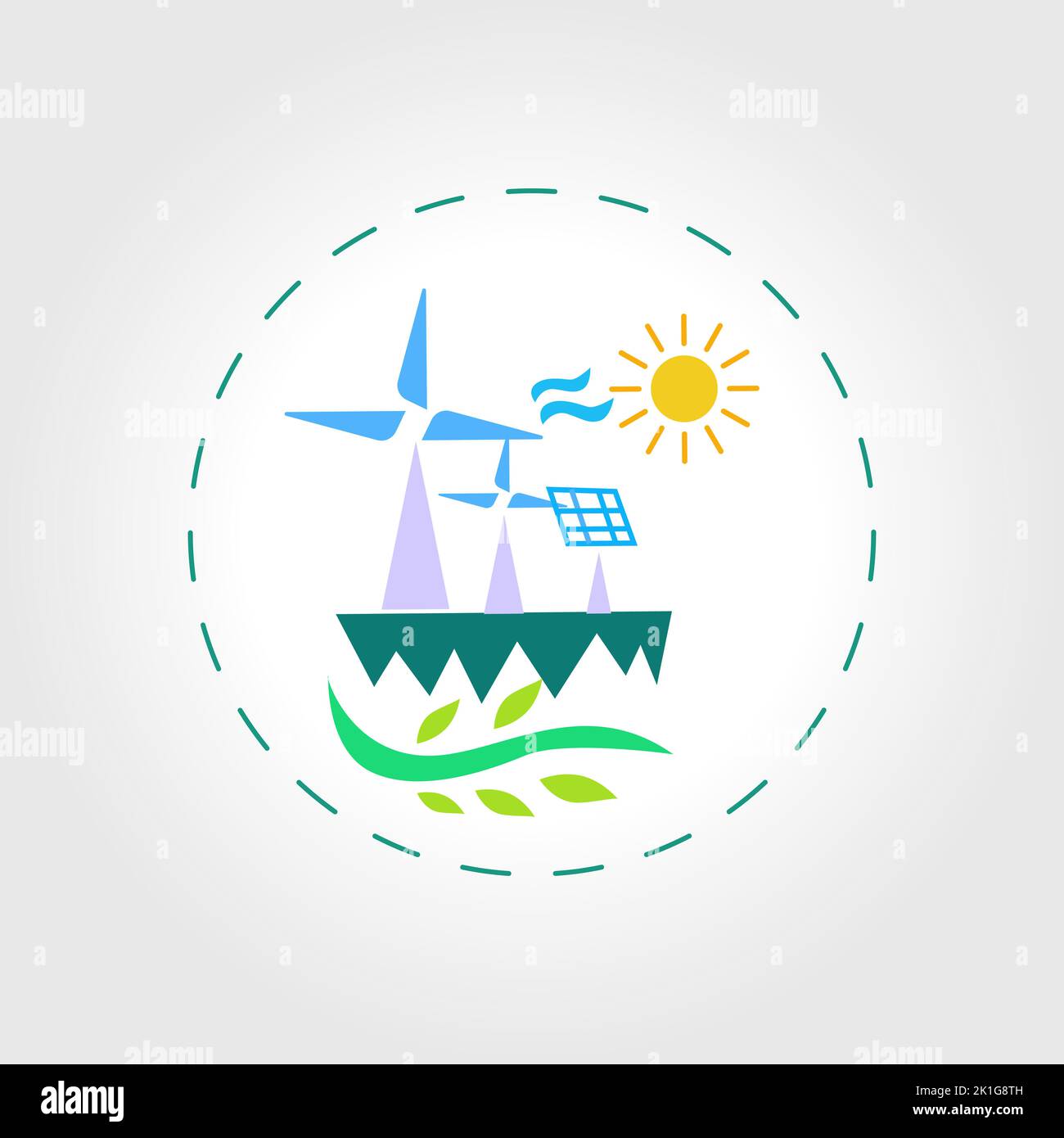 Illustrazione del vettore di energia eolica. Energia alternativa verde nel concetto vettoriale, evoluzione dell'energia rinnovabile concetto di ecologizzazione del mondo Illustrazione Vettoriale