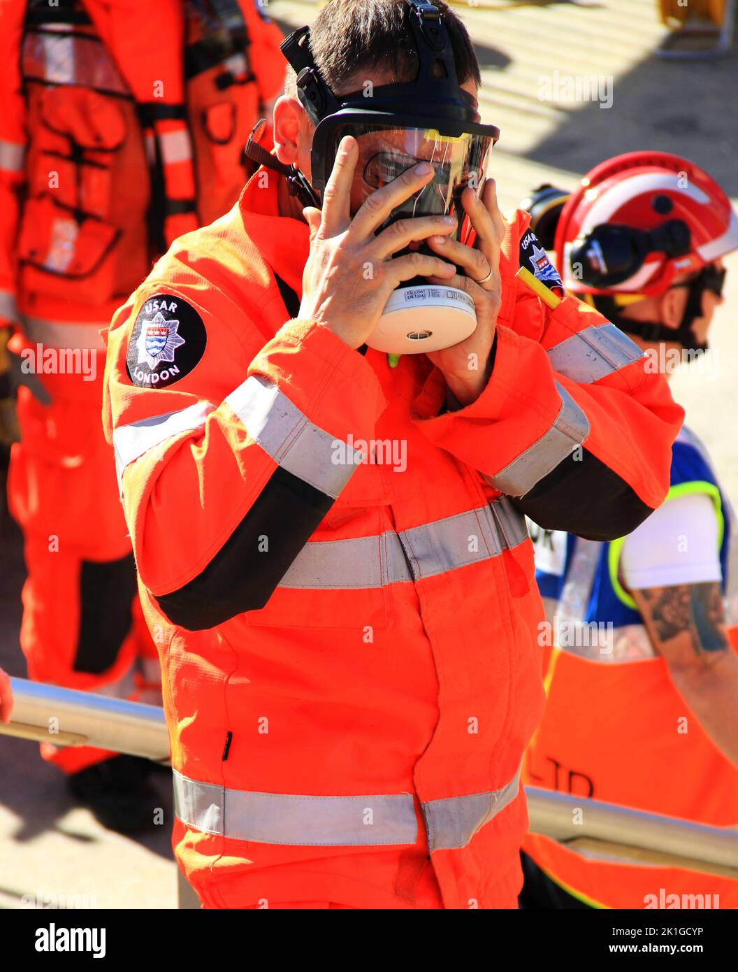 London Fire Brigade, UK Rescue Organization (UKRO) Games, Cardiff Bay, 2018 Foto Stock