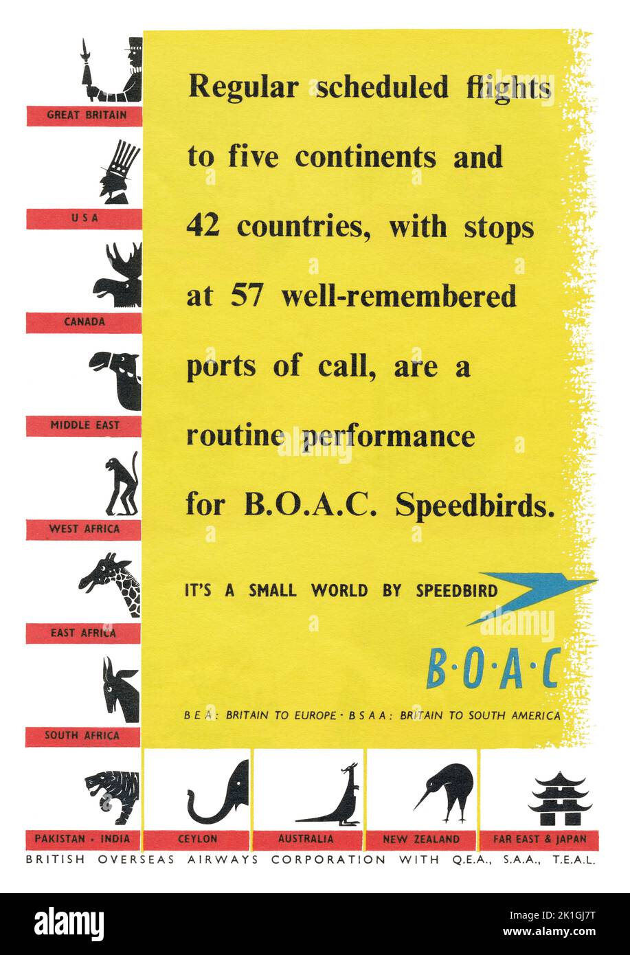 1949 Pubblicità britannica per BOAC. Foto Stock