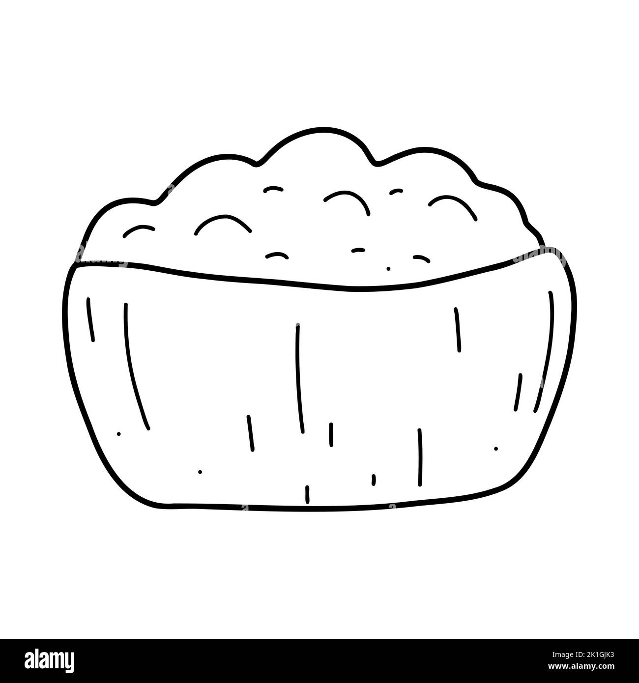 Farina di doodle, terrina in polvere. Illustrazione vettoriale di alimenti biologici sani, ingredienti di cottura. Illustrazione Vettoriale