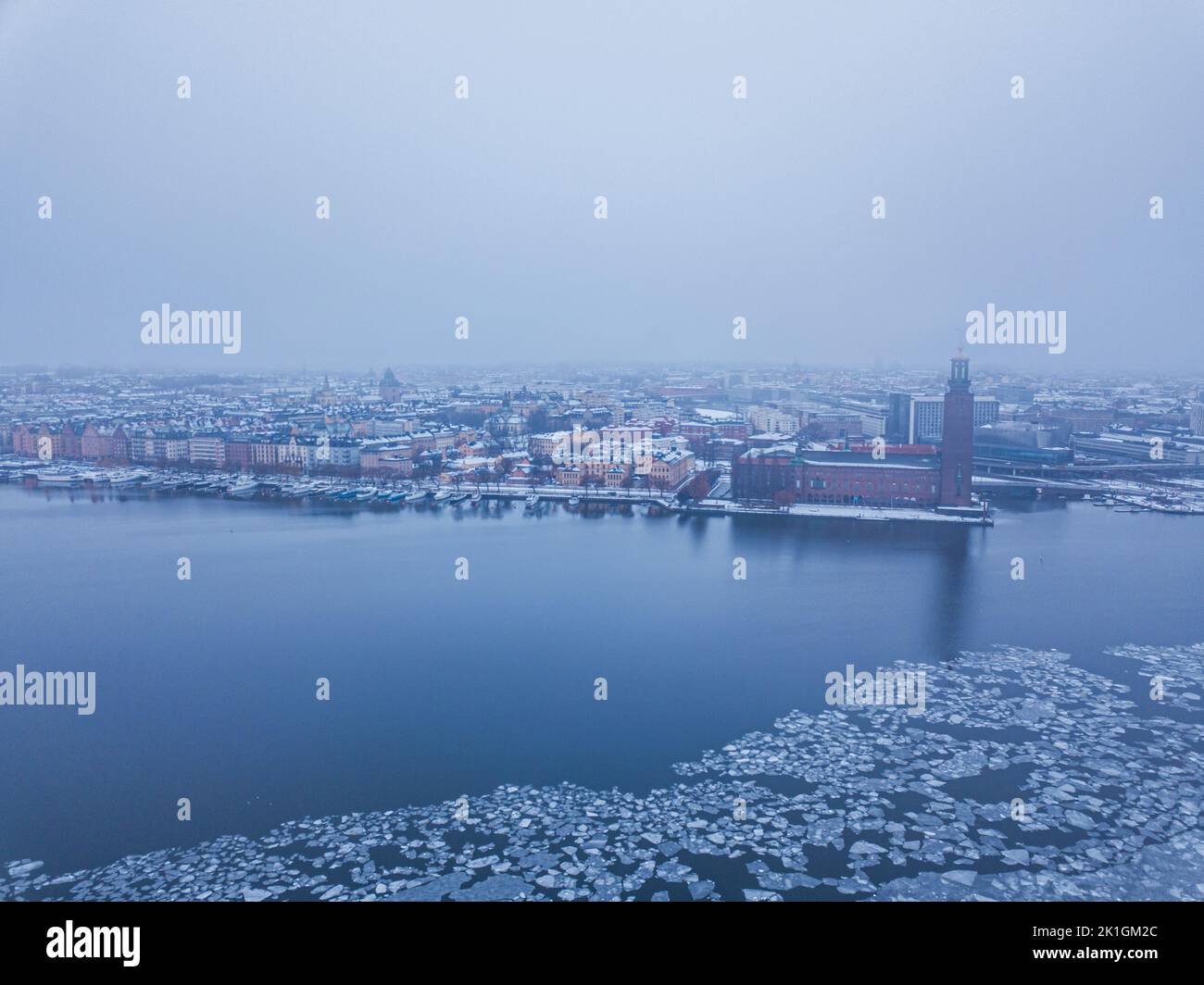 Inverno a Stoccolma - Svezia Drone View Foto Stock