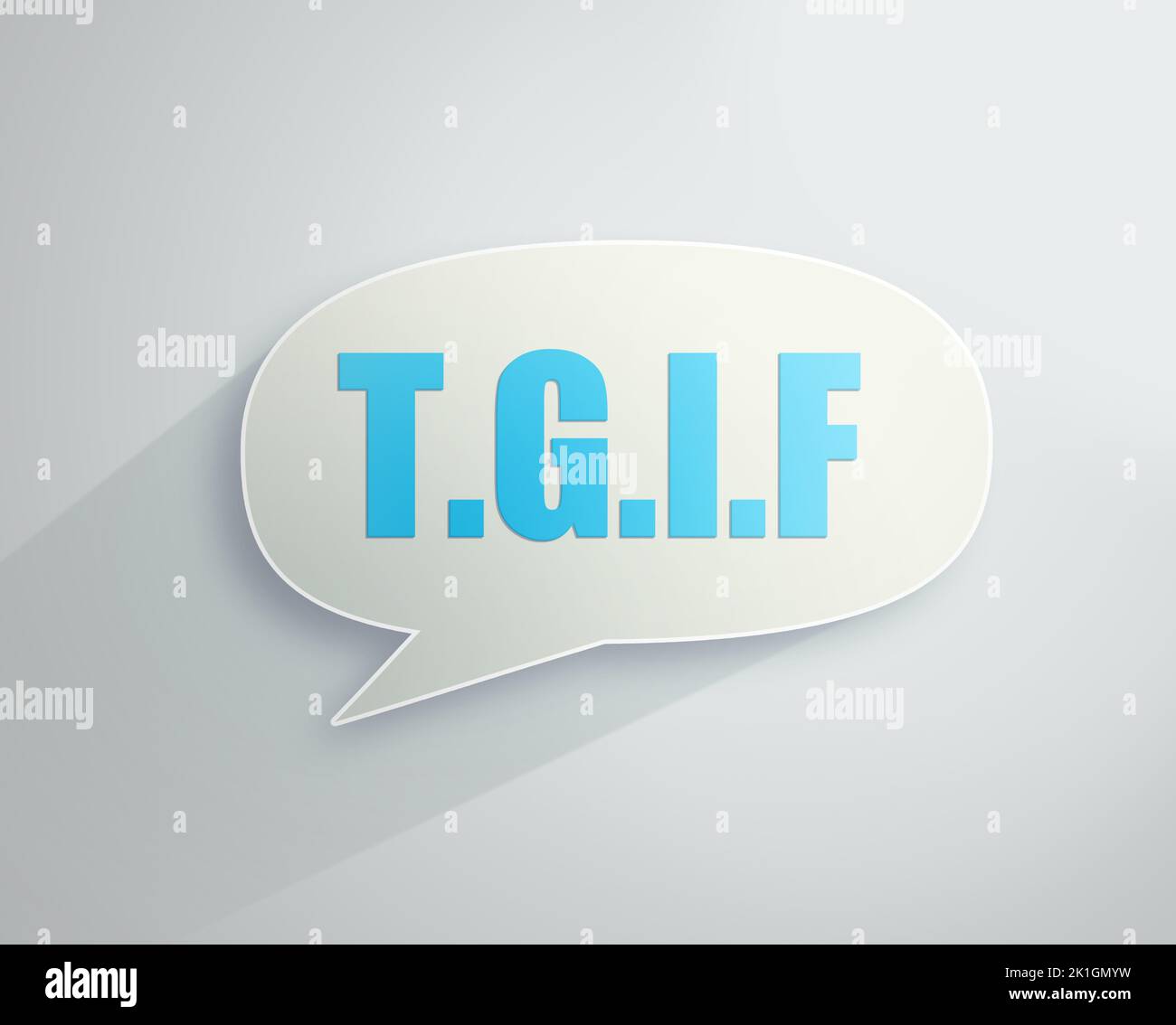 È il fine settimana. Immagine di un fumetto con TGIF al suo interno. Foto Stock