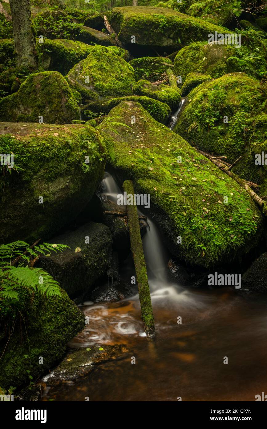 Cascata di San Wolfgang nei pressi della città di Vyssi Brod nella Boemia meridionale vicino al confine con l'Austria Foto Stock